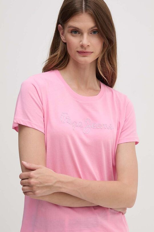 

Хлопковая футболка ESPE Pepe Jeans, розовый
