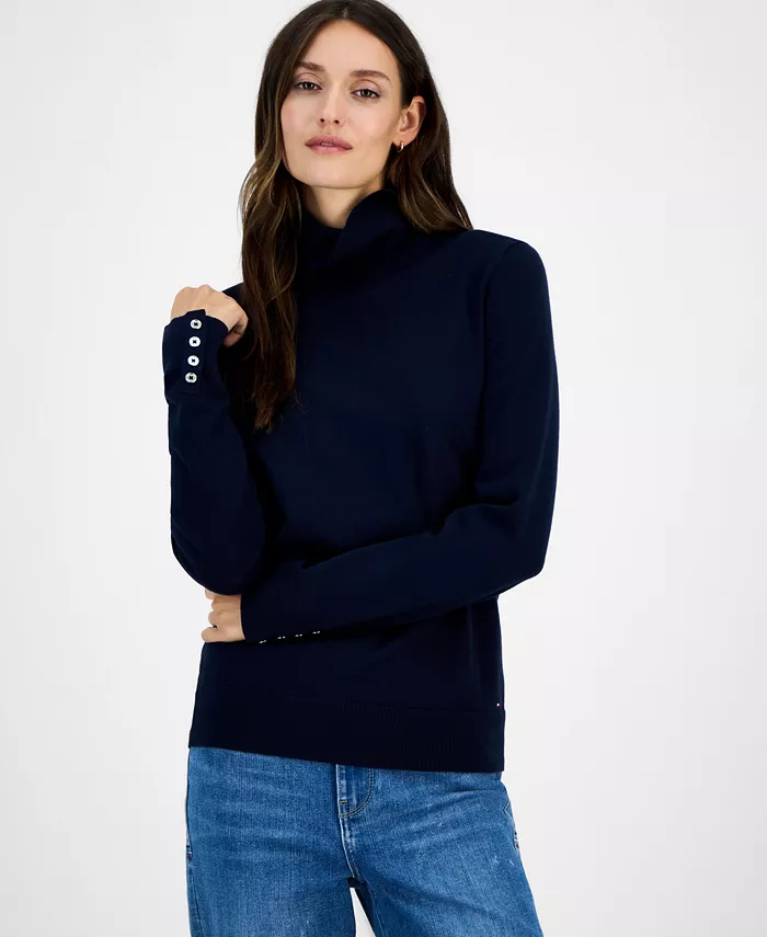 

Женский хлопковый водолазка свитер Tommy Hilfiger, синий