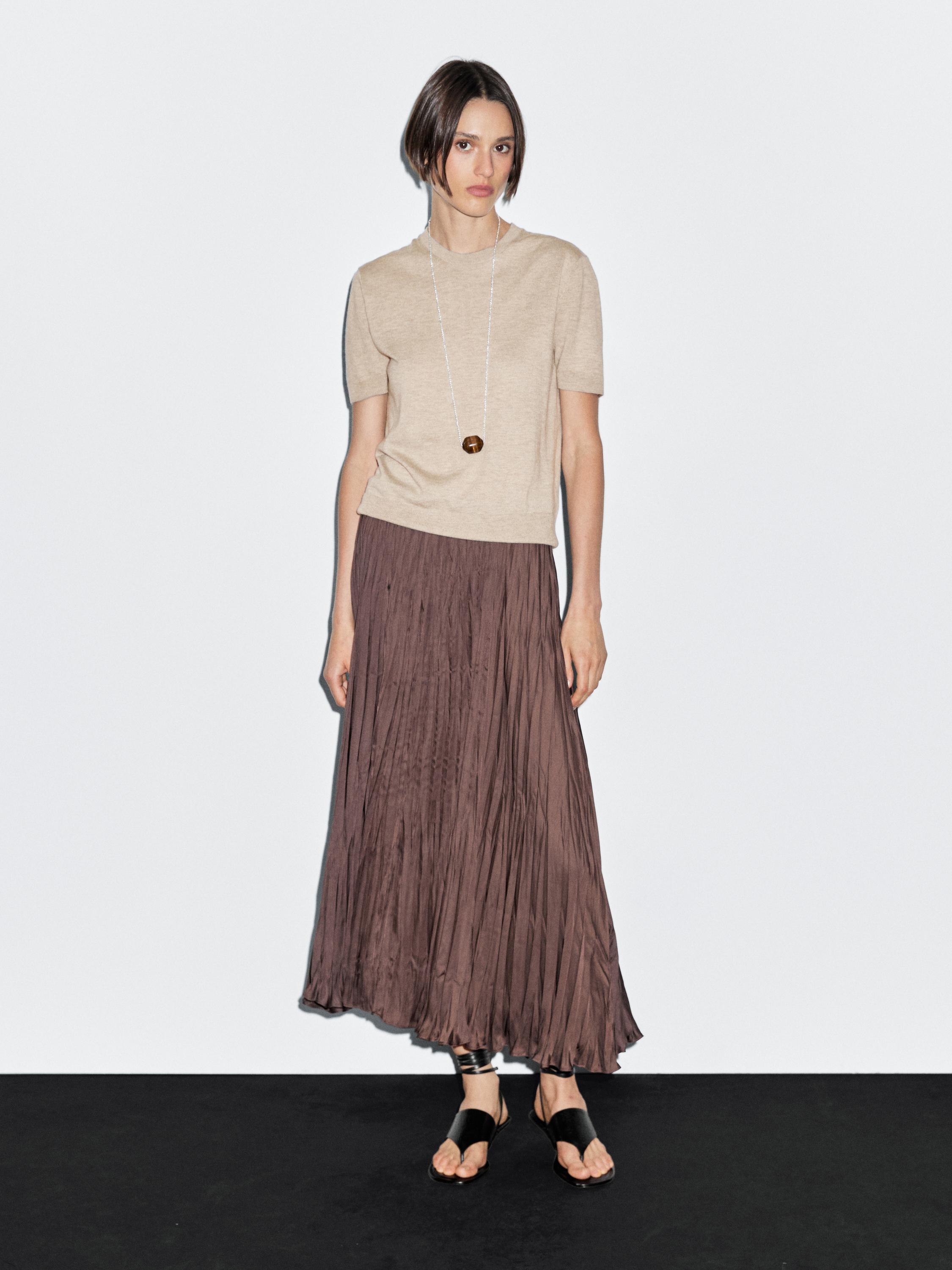 

Свитер из шерстяной смеси с короткими рукавами Massimo Dutti, Mink