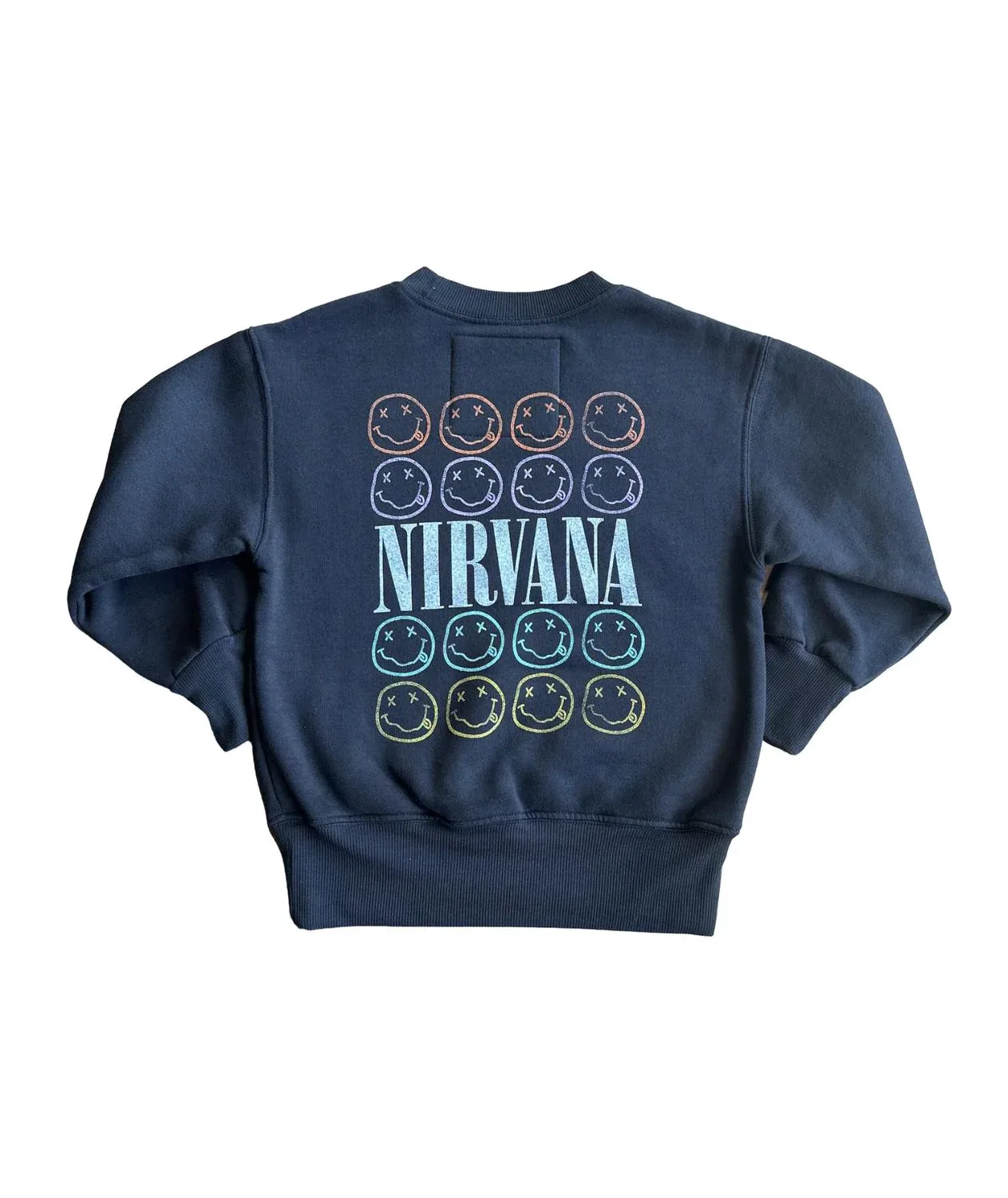 ROWDY SPROUT Детская толстовка Nirvana Smiley Crew, цвет выстиранный черный — фото 2