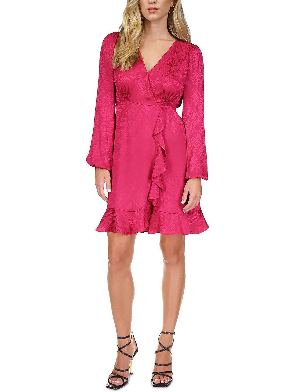 

Мини-платье Petites Womens Snake Print Jacquard MICHAEL Michael Kors, цвет deep fuchsia
