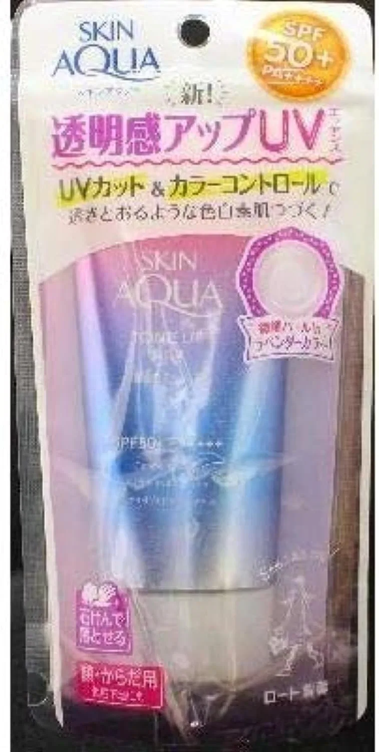 Солнцезащитный крем для лица Skin Aqua Tone Up UV Essence SPF50+ PA+++, лавандовый оттенок, 80 г, набор 6 шт — фото 2