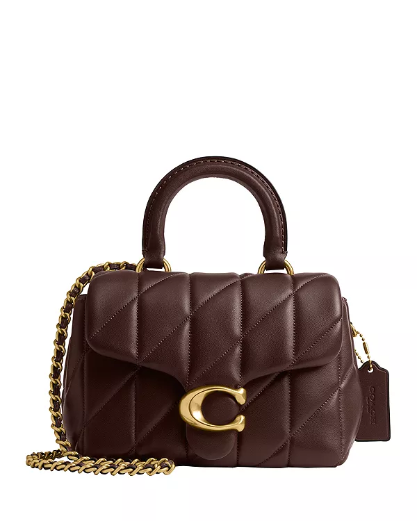 

Миниатюрная стеганая кожаная сумка Tabby Coach, коричневый