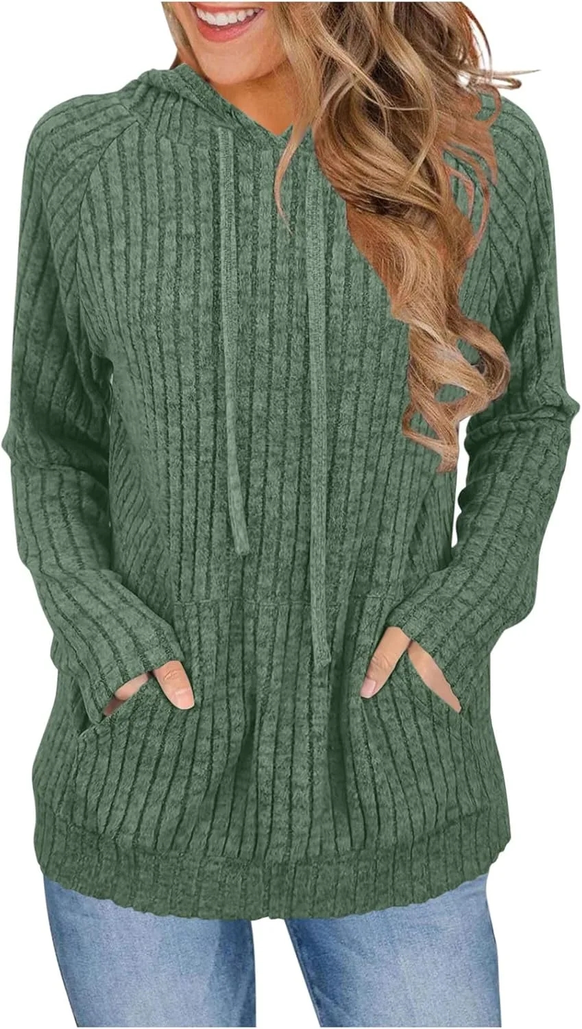 

Женский оверсайз свитшот с ребристой вязкой, длинный рукав и карман Floleo