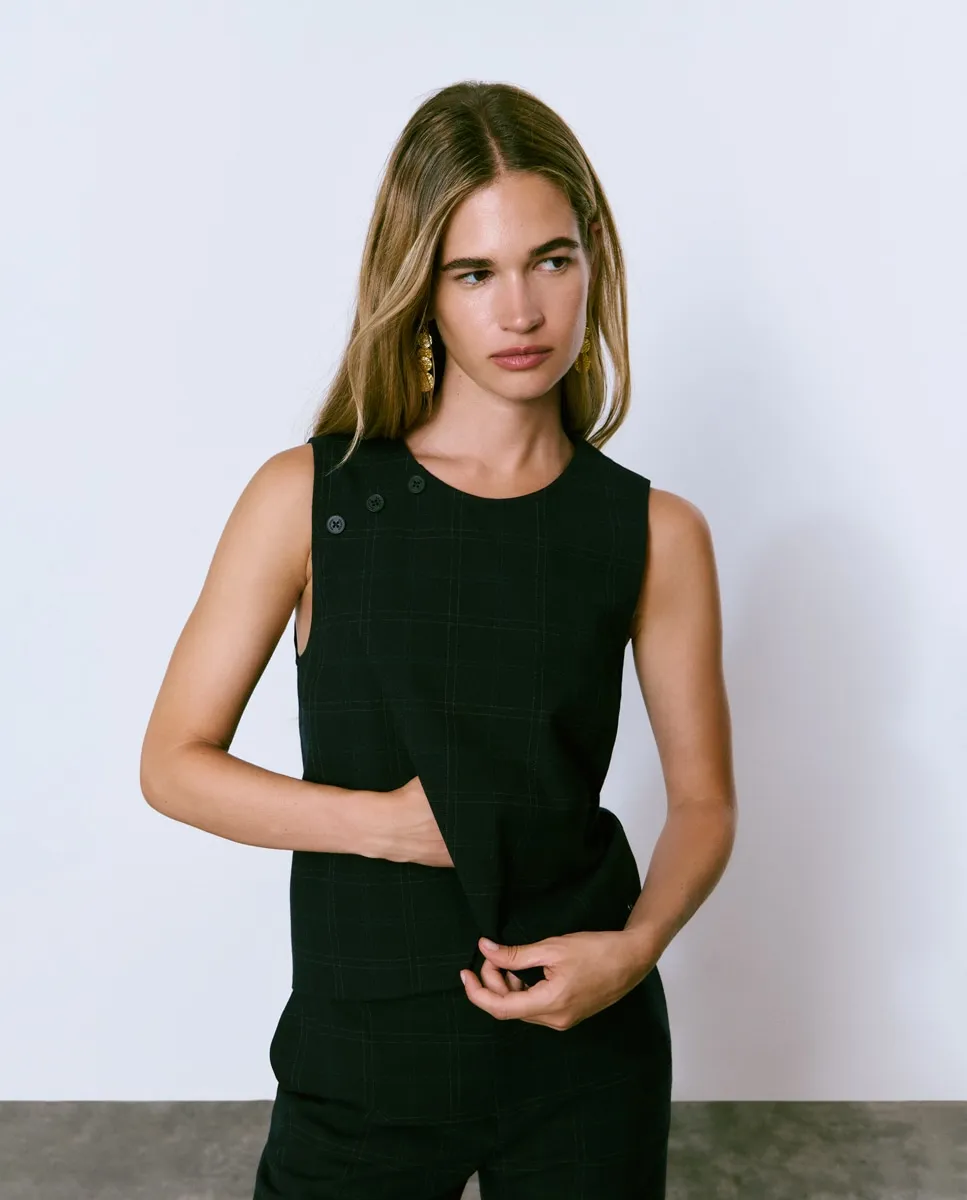 

Женский клетчатый жилет Brownie, черный