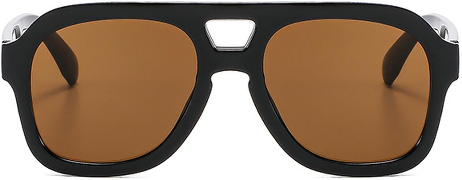 

Винтажные солнцезащитные очки-пилот с двойной перемычкой, для женщин и мужчин, квадратная толстая оправа, модные, увеличенного размера, в стиле 70-х, солнцезащитные очки UV400 mincl, C4