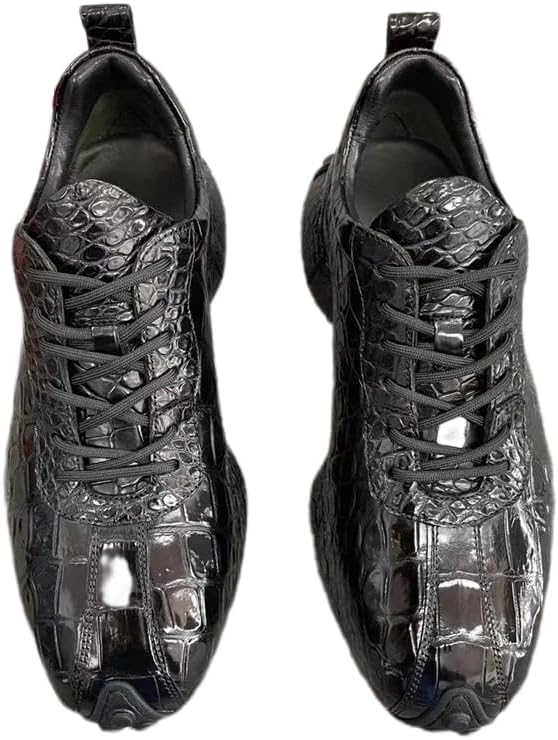 

Мужские стильные кроссовки из натуральной экзотической крокодиловой кожи, расписанные вручную, коричневого цвета, на шнуровке, из натуральной кожи аллигатора Generic