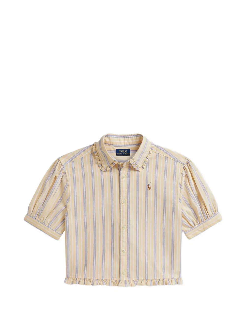 Полосатая рубашка с оборками Polo Ralph Lauren Kids, желтый