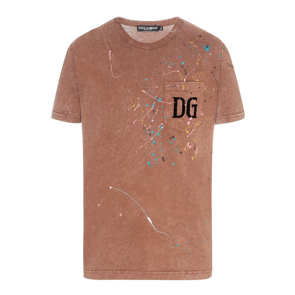 

Футболка с вышитым принтом из хлопка Dolce & Gabbana, коричневый