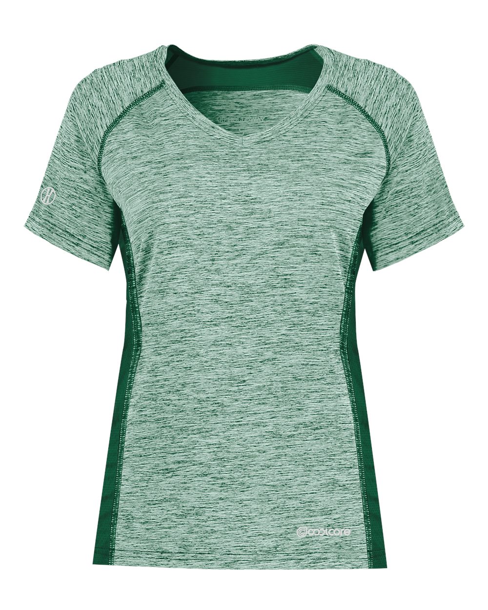 

Женская футболка Electrify CoolCore с V-образным вырезом Holloway, цвет dark green heather