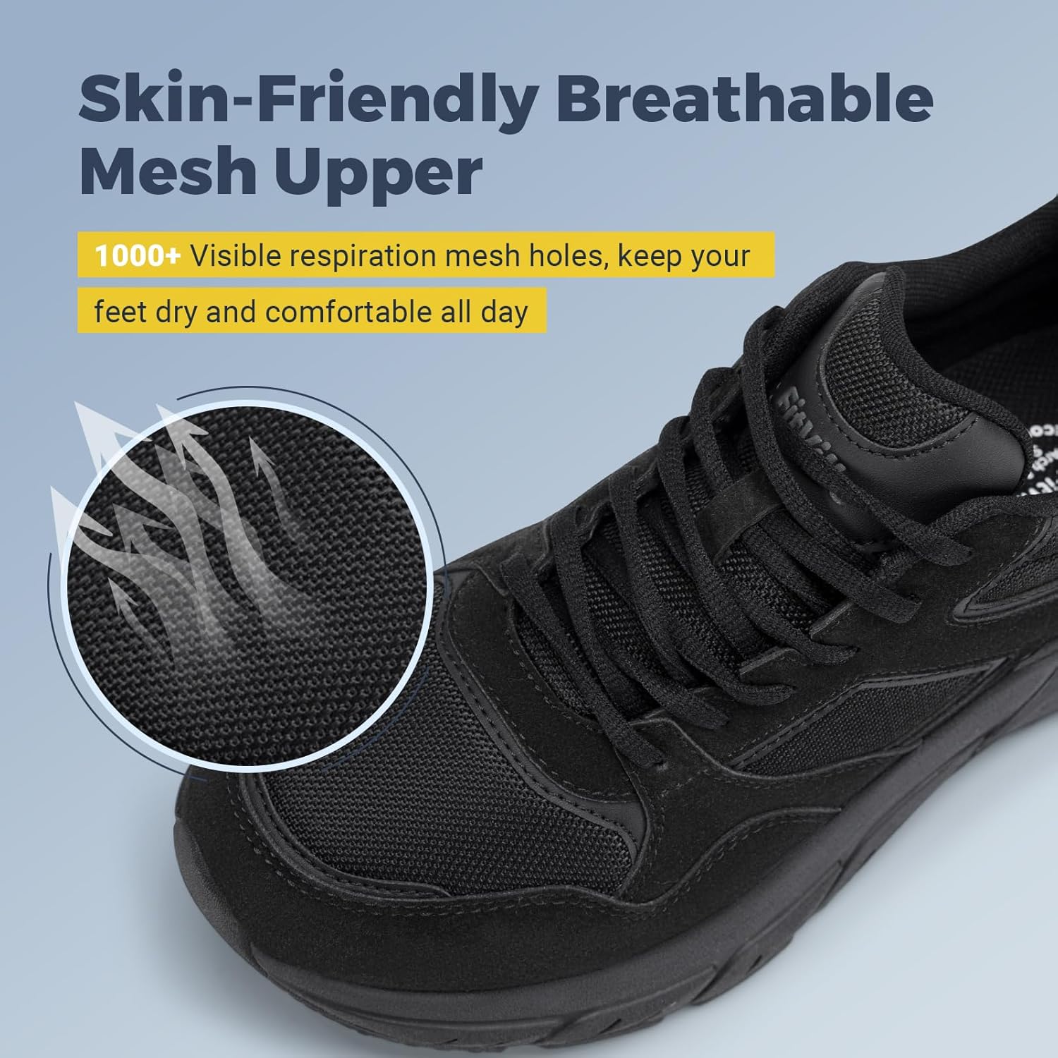 Мужские кроссовки FitVille Extra Wide Walking Shoes с широкой колодкой, поддержкой свода стопы и облегчением боли в пятках при плоскостопии - Rebound NEO V2, черный — фото 4