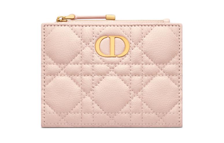 

DIOR Женский кошелек Caro Wicker Pattern из телячьей кожи, цвет «Розовый лотос»