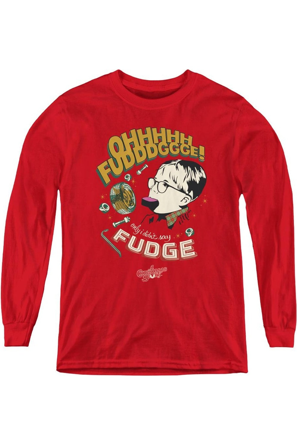 

Футболка с длинным рукавом "Рождественская история" Fudge Youth Gildan, красный