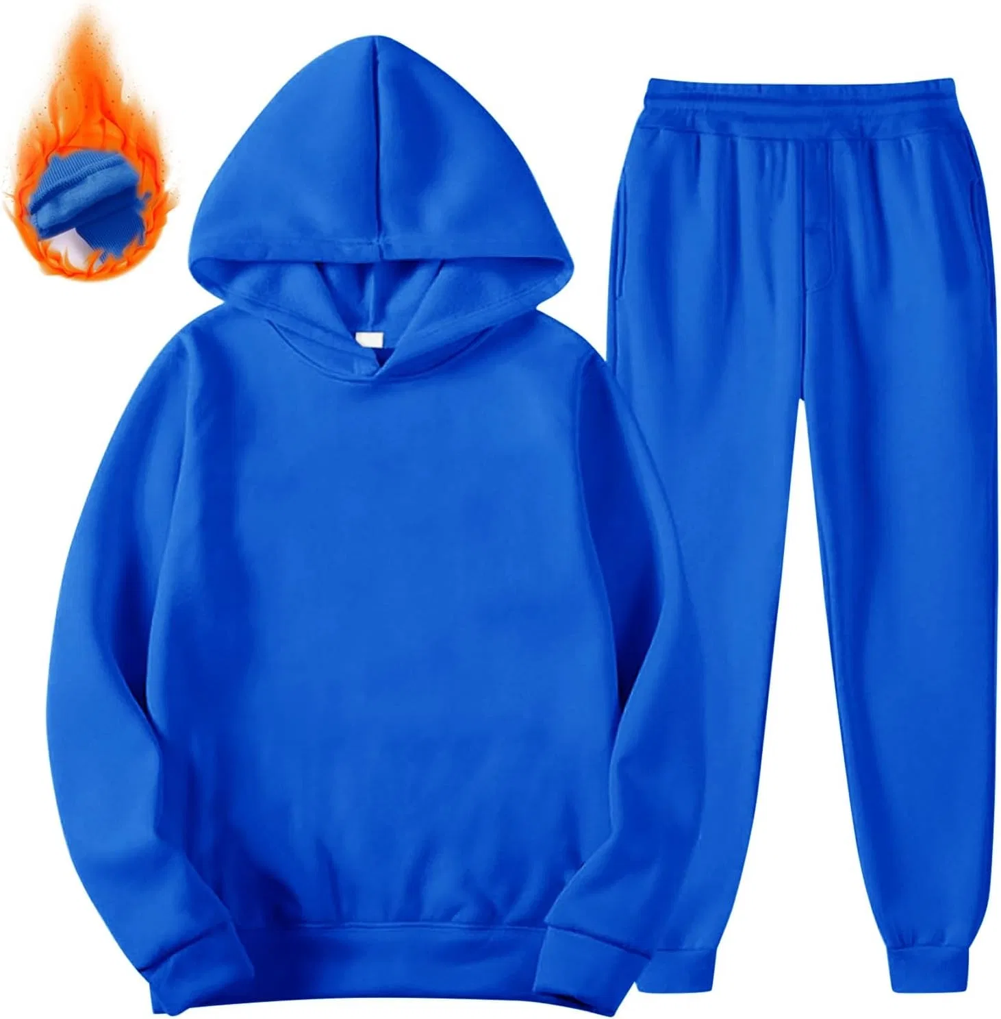 Детский спортивный костюм с капюшоном, 2 предмета, флис, Blue — фото 4