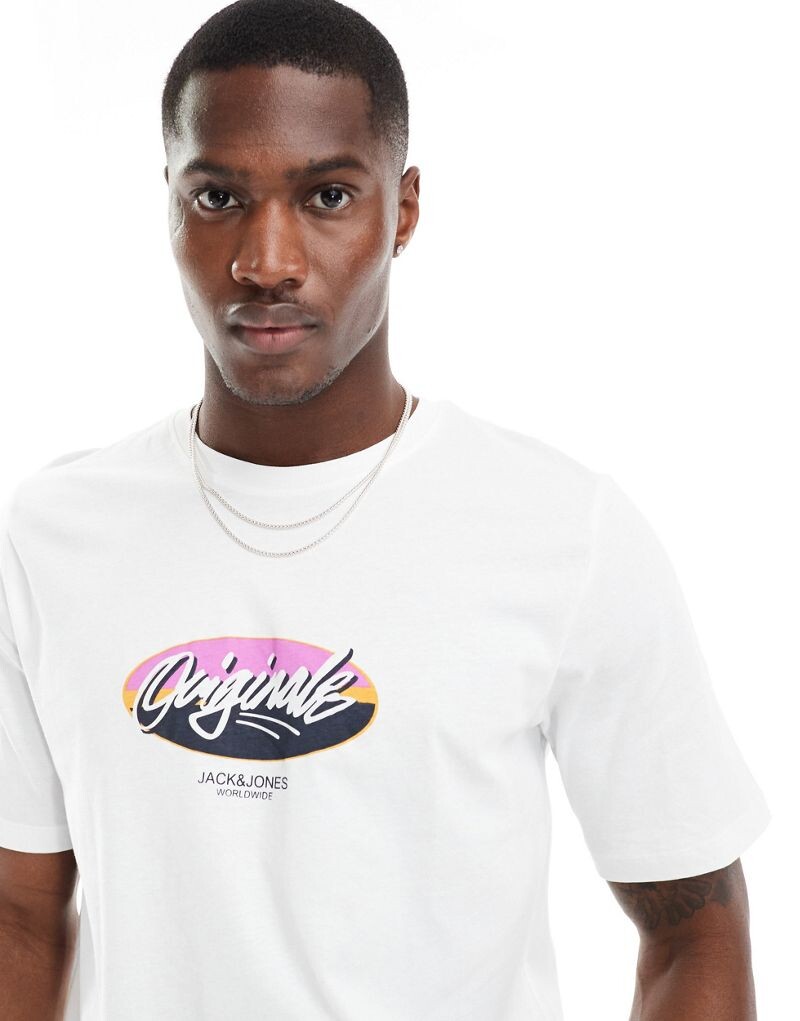 

Jack & Jones – белая футболка с логотипом Originals