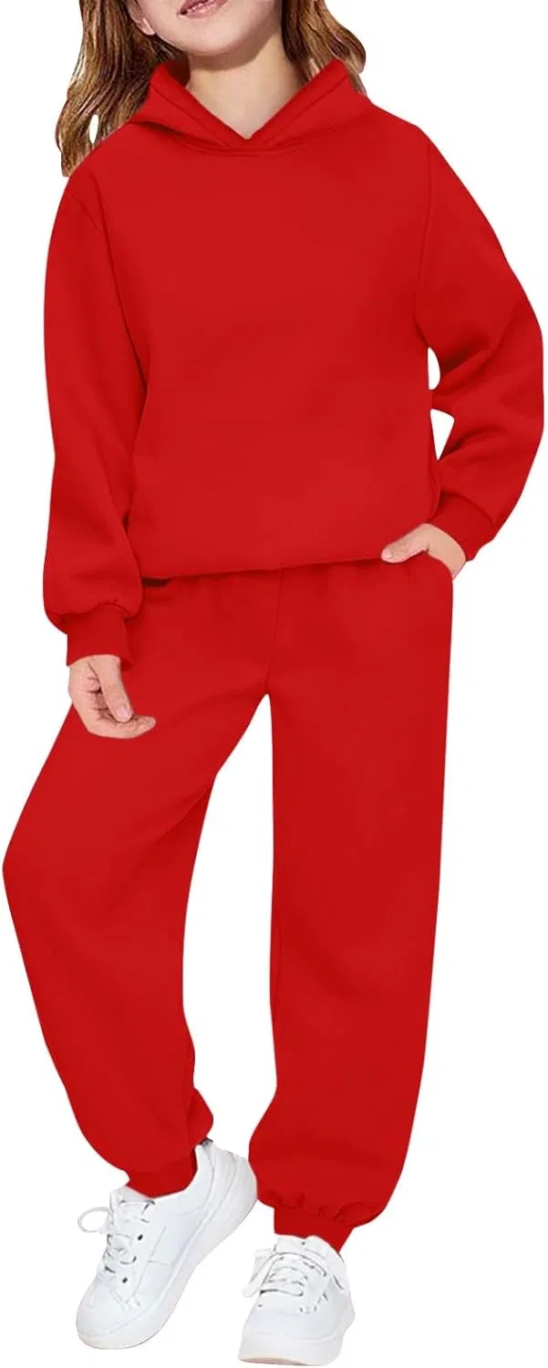 Детский спортивный костюм 2 предмета, мягкий, с капюшоном, Red