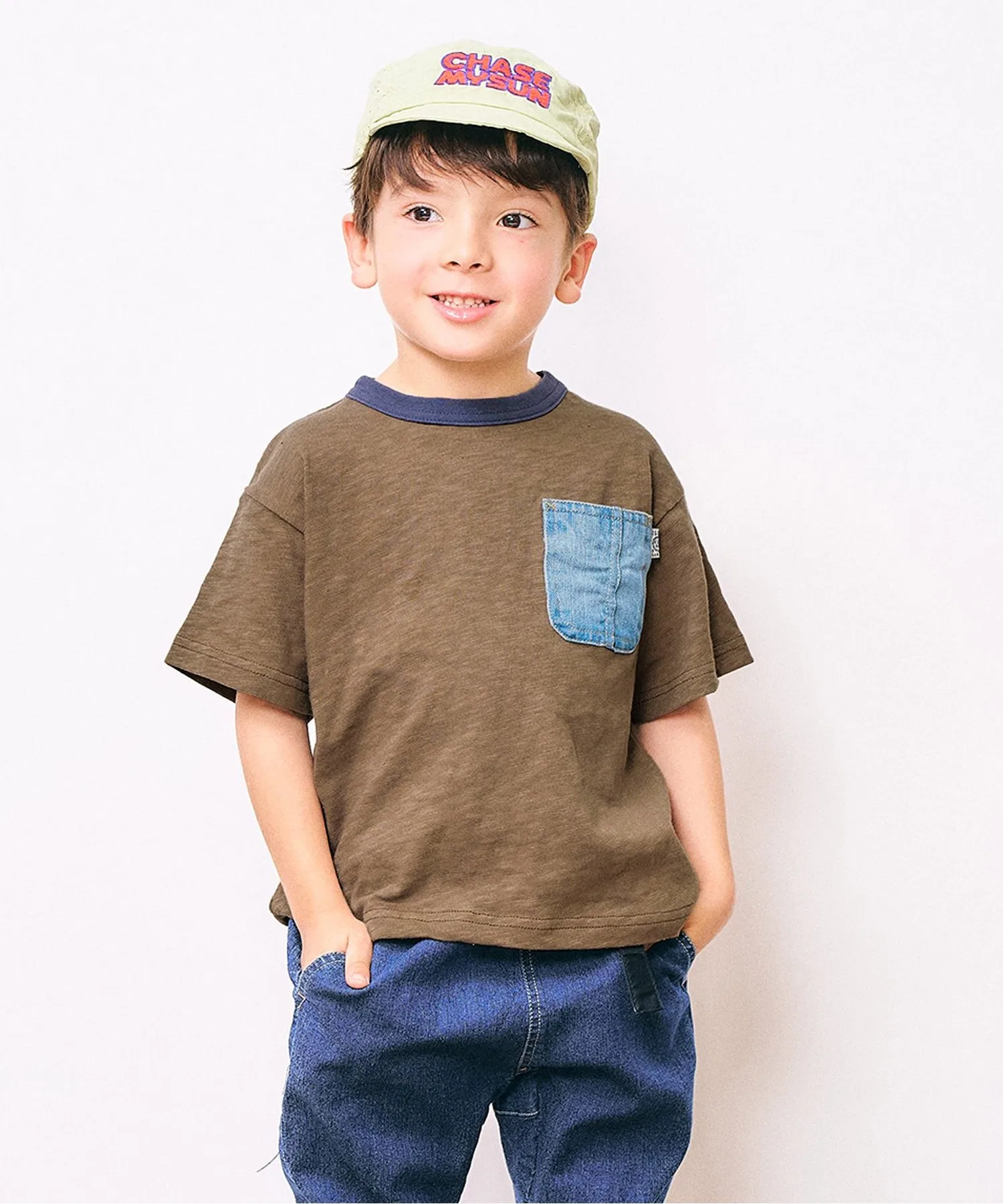 Детская футболка с карманом F.O.KIDS, коричневая