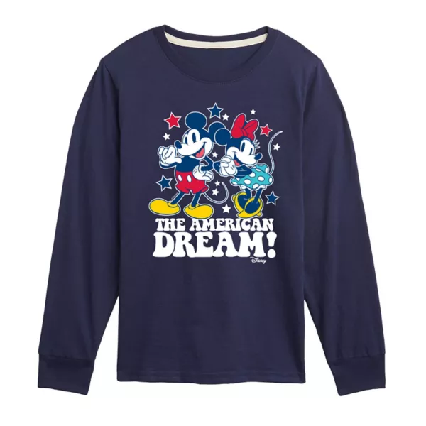 

Футболка с длинным рукавом для мальчиков 8-20 лет Mickey & Minnie Mouse "Американская мечта" Disney, синий