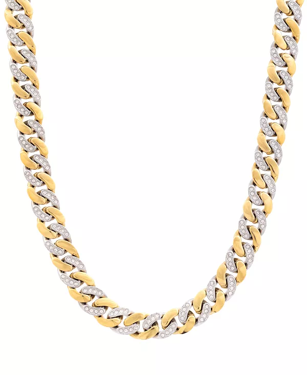 

Мужское ожерелье из цепочек с кристаллами панцирного плетения длиной 24 дюйма из нержавеющей стали с ионным покрытием золотого оттенка Legacy For Men By Simone I. Smith, gold-tone
