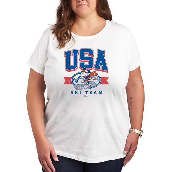 

Футболка Plus size с принтом Mickey Mouse USA Ski Team Disney, White