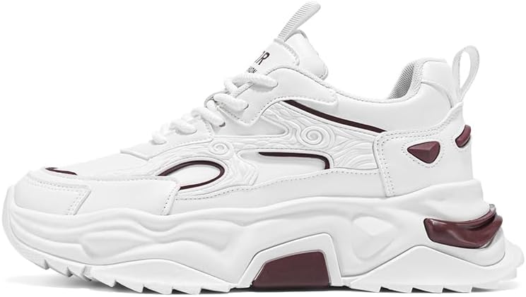 

Мужские модные массивные кроссовки - верх из дышащей сетки и кожи, стильный дизайн для повседневной носки Pilluren, белый