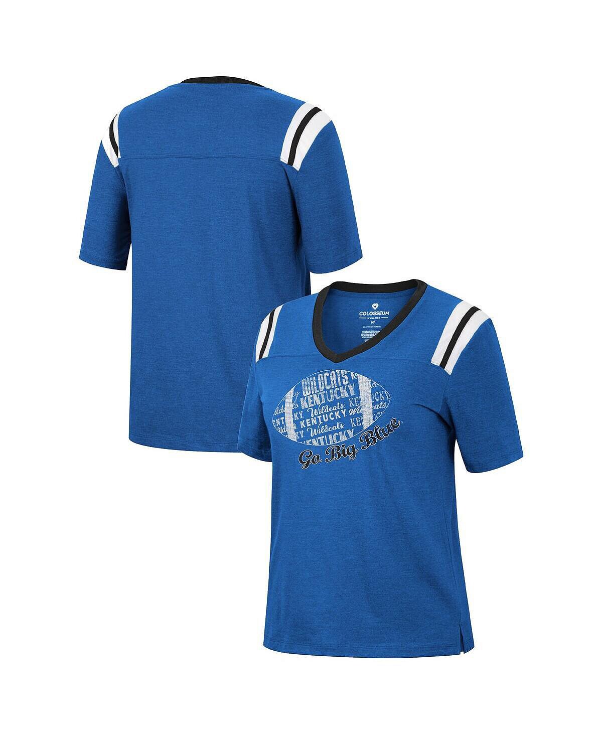 

Женская футболка Heathered Royal Kentucky Wildcats 15 Min Early Football с v-образным вырезом Colosseum