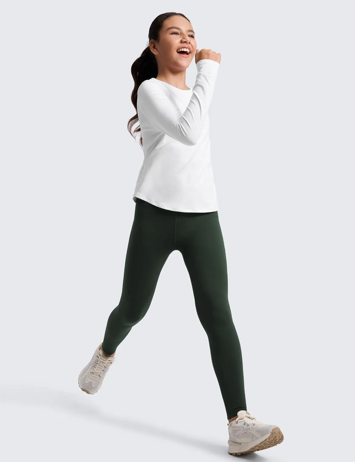 Леггинсы для девочек CRZ YOGA, утеплённые флисом, цвет Legend Green — фото 2
