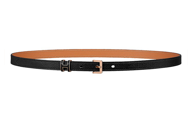 

HERMES Ремень POP H Collection из коровьей кожи, тонкий, черный, ширина 1,5 см