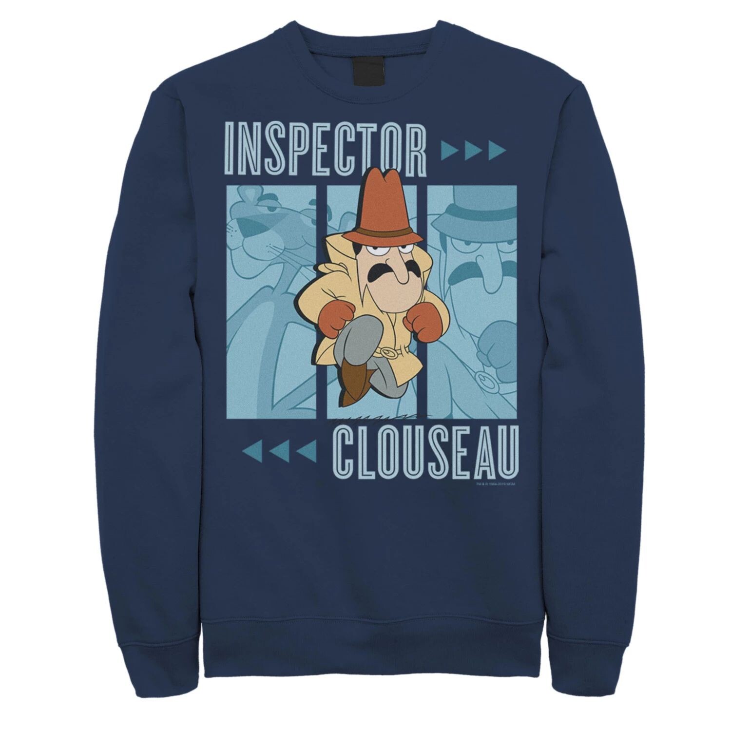 

Мужской флисовый пуловер с графическим рисунком Pink Panther Inspector Clouseau Trio Licensed Character, синий