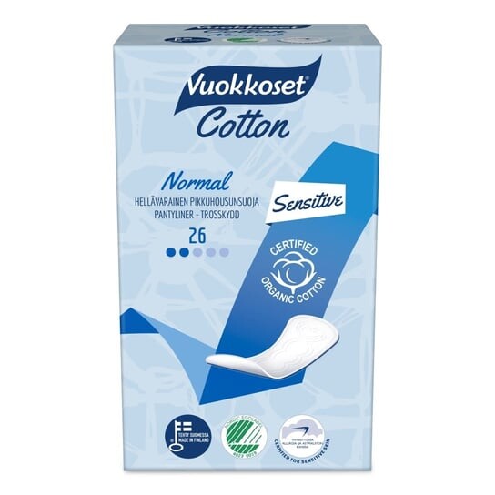 

Хлопок, Прокладки для трусов Normal Sensitive, 26 шт. Vuokkoset