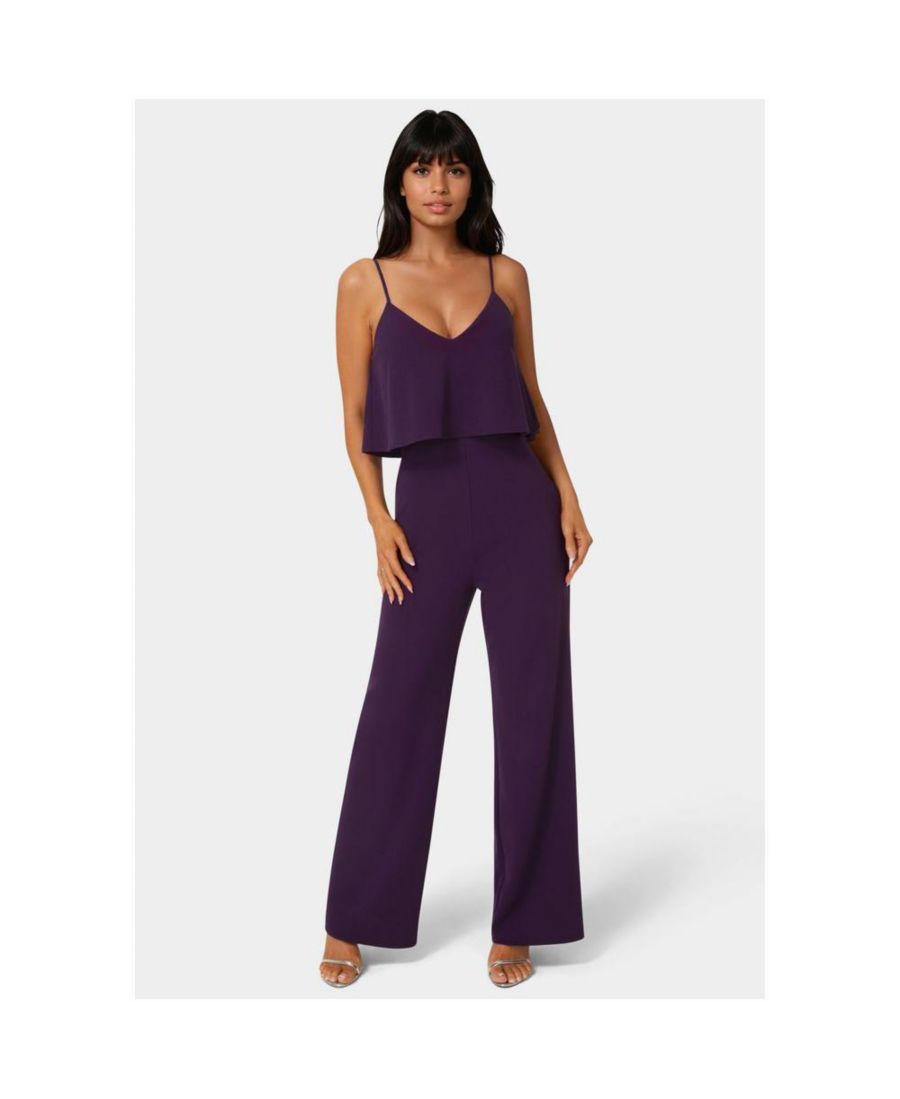 

Женский комбинезон с оборками и широкими штанинами Bebe, Eggplant