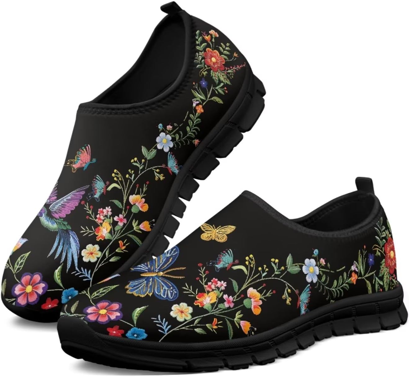 

Женские туфли-лоферы Ecaestolph Hummingbird для прогулок, с плоским носком, широким носком, кроссовки для бега, спорта и походов, черный