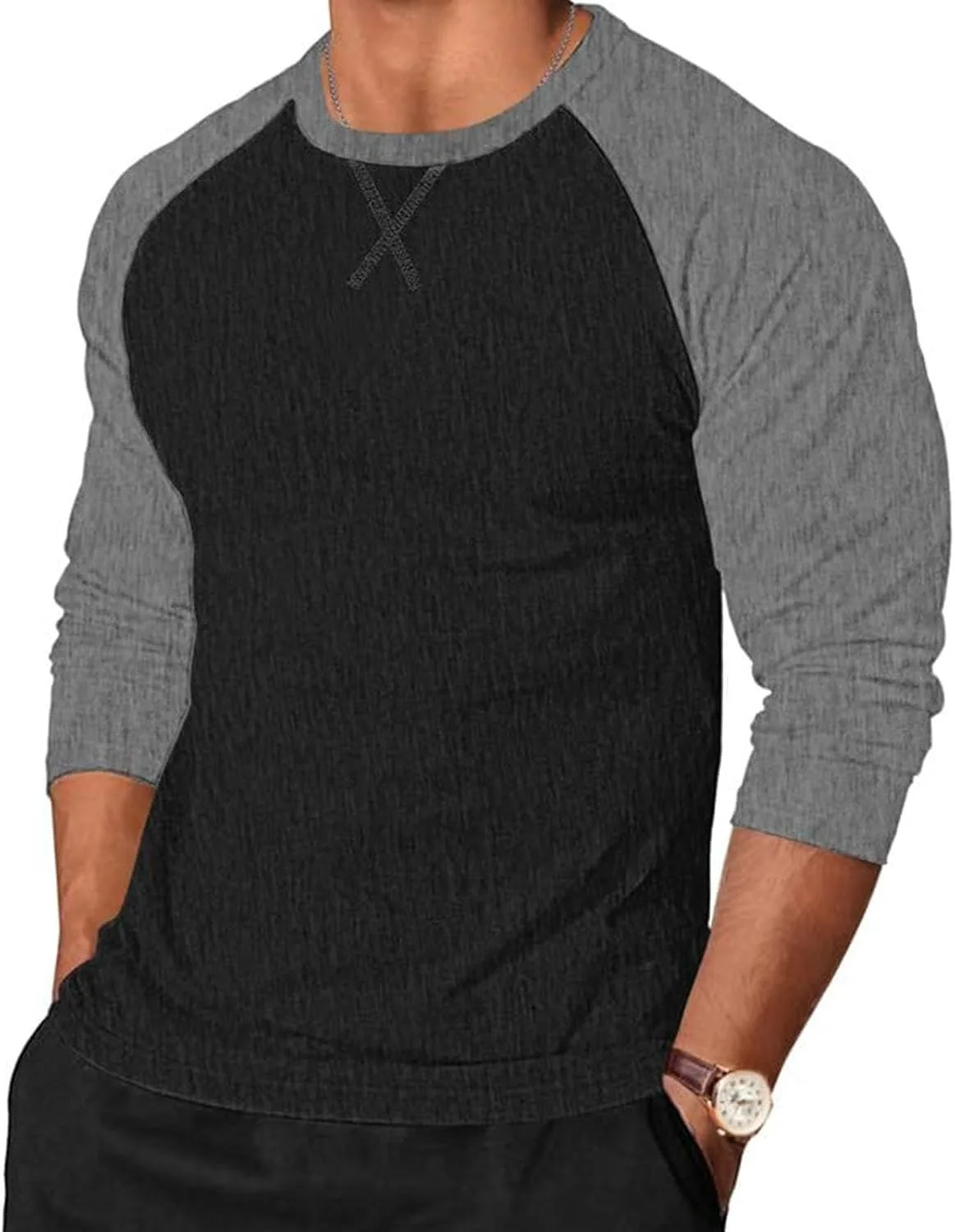 

Мужская спортивная футболка с длинным рукавом и цветными блоками