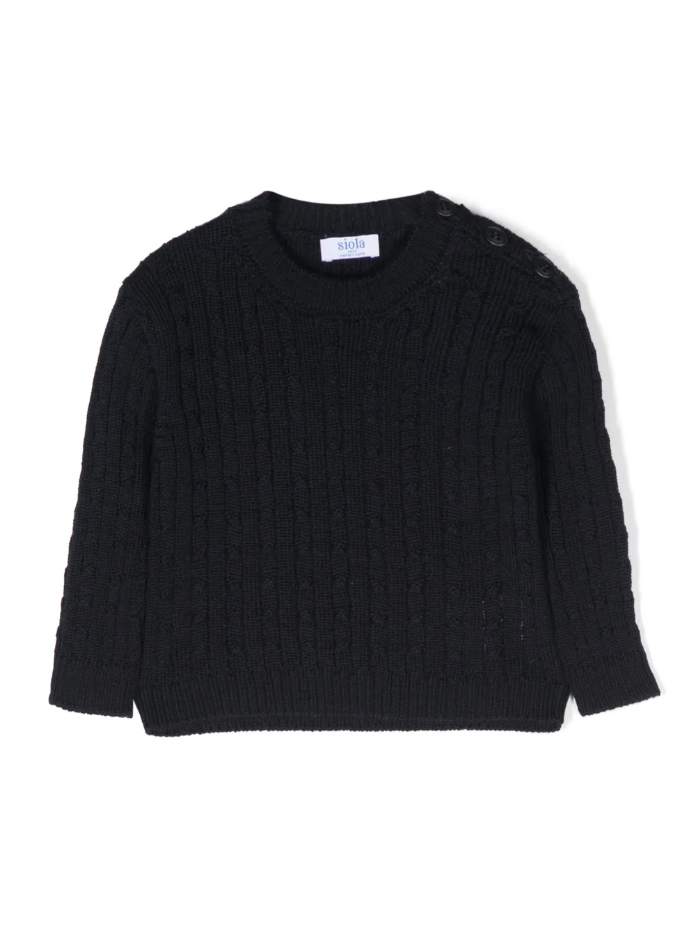 

Джемпер из шерсти мериноса фактурной вязки Siola, синий