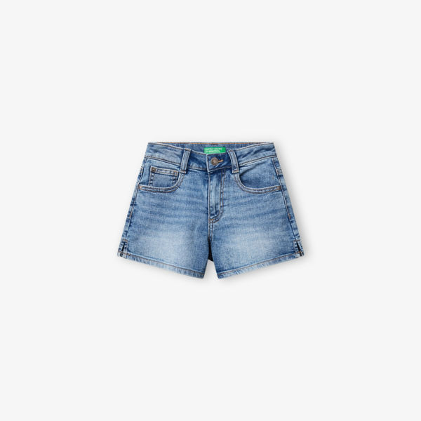 

Шорты из эластичного денима Regular Fit с вышитым логотипом 6-14 лет Benetton, голубой