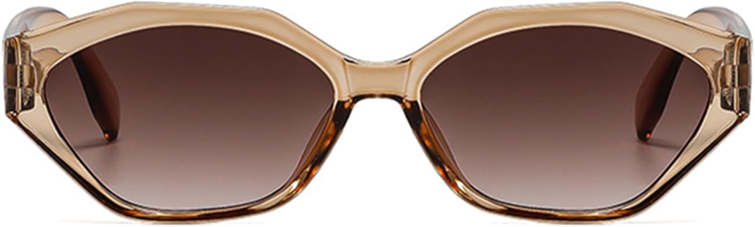 

bullabulling Модные солнцезащитные очки Polygon Cat Eye для женщин, ретро-очки с леопардовым принтом, маленькие солнцезащитные очки UV400 для мужчин, трендовые солнцезащитные очки, Champagne