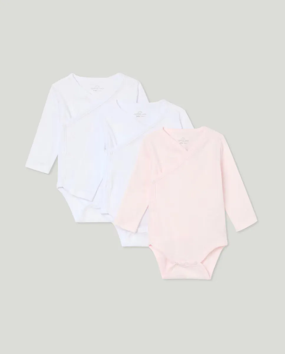 

Упаковка из трех боди с длинными рукавами для девочек Cotton Juice, розовый