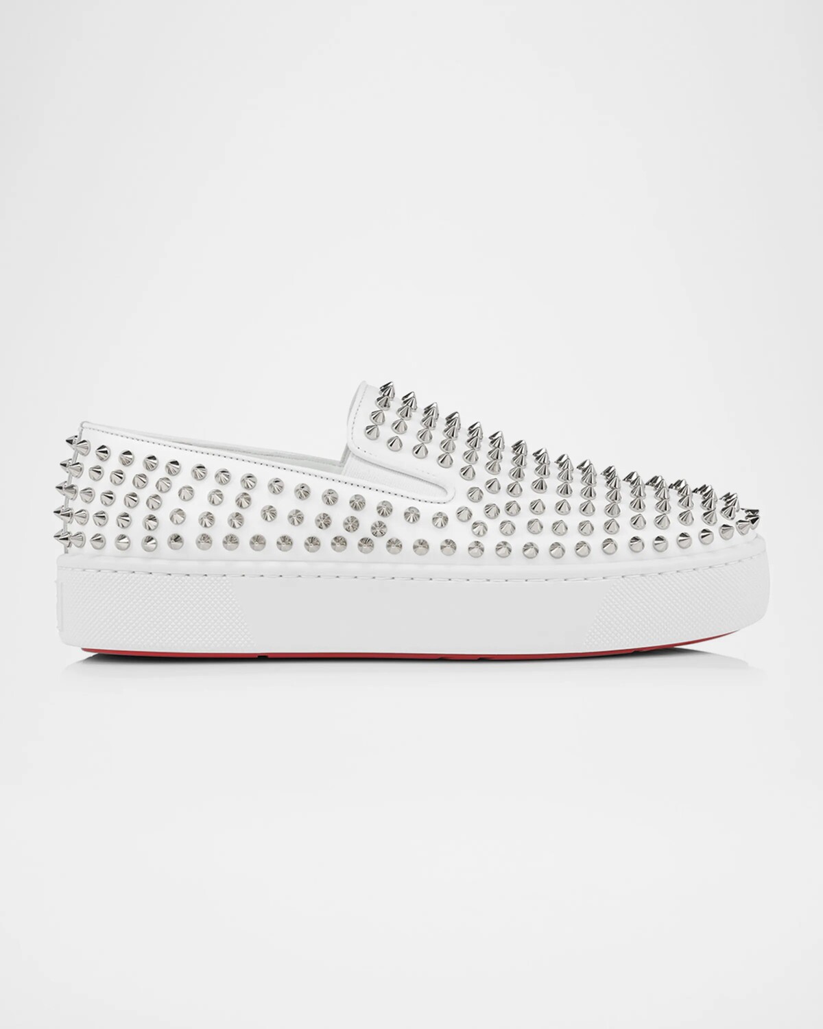 

Мужские кожаные слипоны Spikeboat Christian Louboutin, белый/серебряный