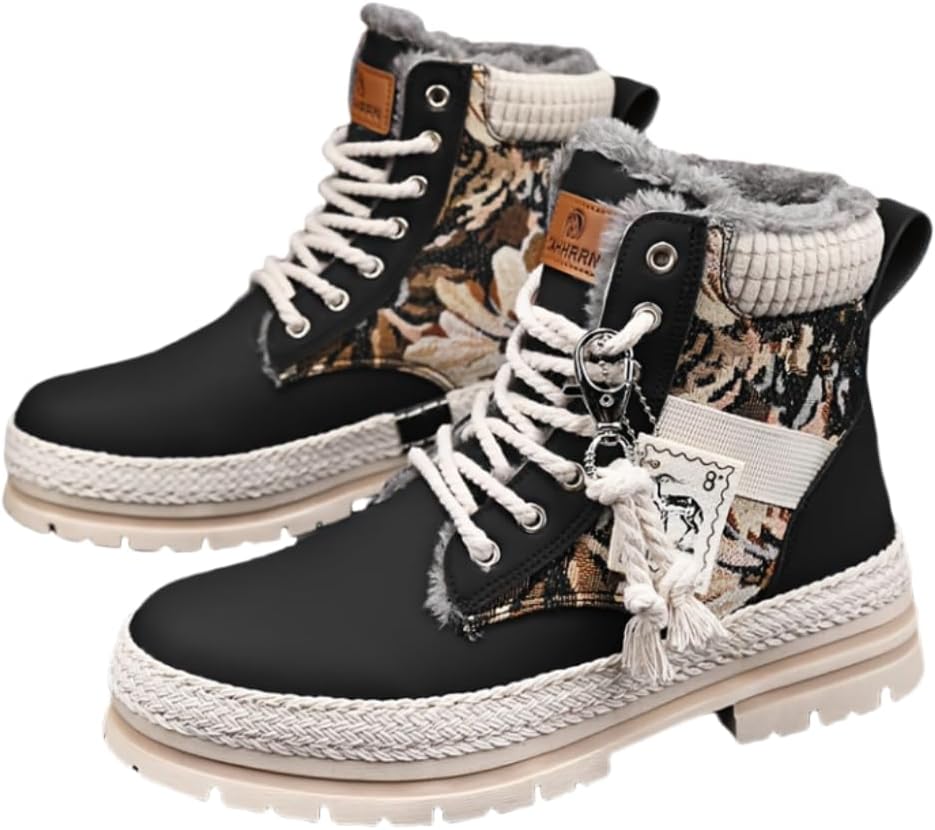 

Мужские модные высокие зимние ботинки HHHCHPM с теплой плюшевой подкладкой, удобные нескользящие шнуровки, повседневная обувь для активного отдыха мужчин, черный