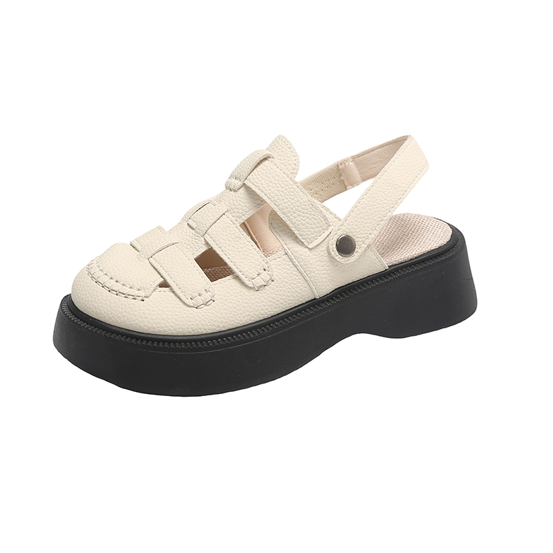 SUPEREDGE Римские сандалии женские 5 см бежево-черные, цвет Beige Black