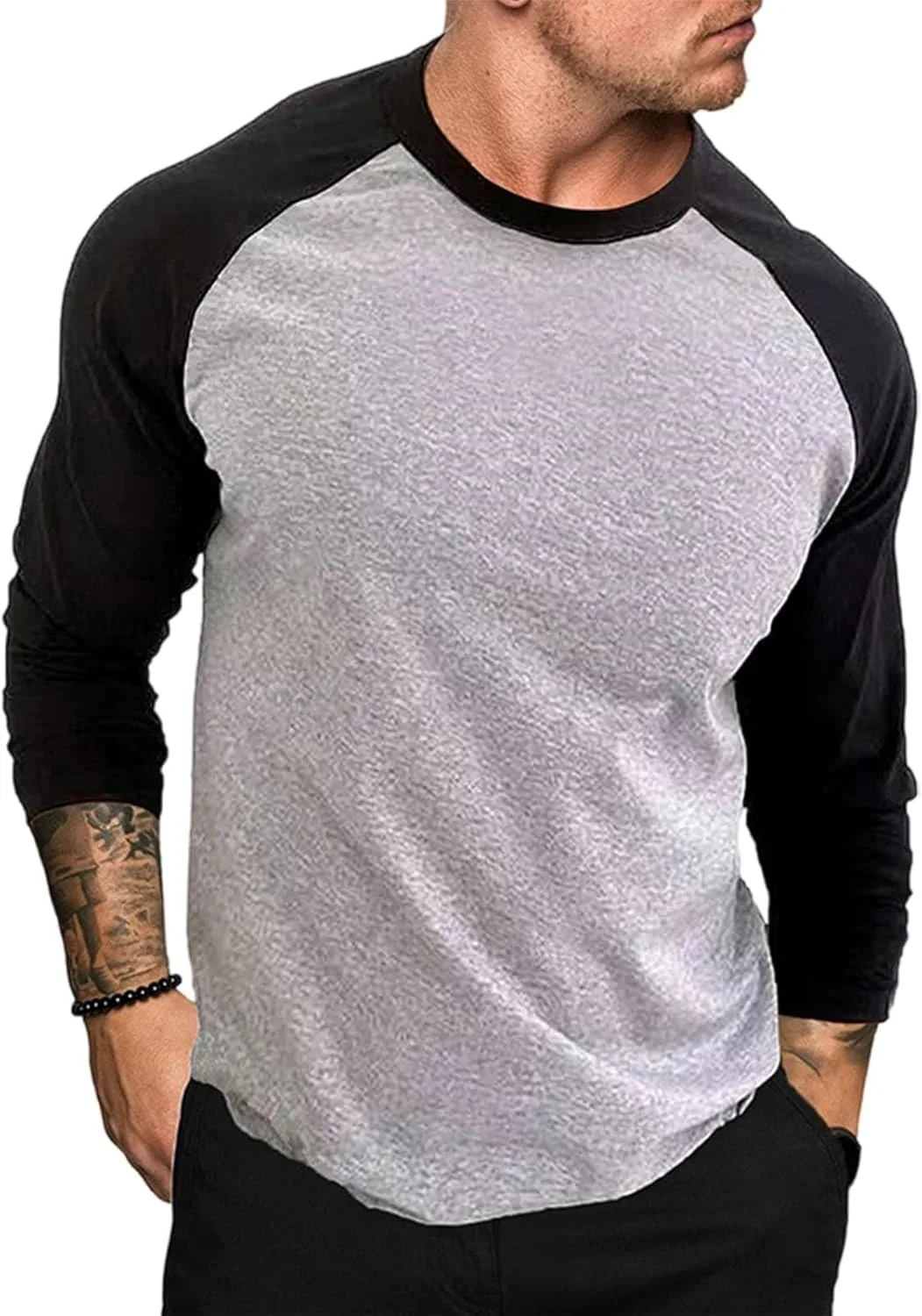 

Мужская футболка с длинным рукавом Casual Raglan, свободный крой