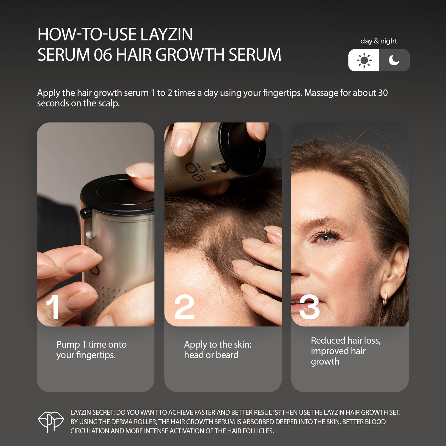 Сыворотка для волос haarserum zur förderung des haarwachstums und gegen haarausfall Layzin, объем 30 мл — фото 4