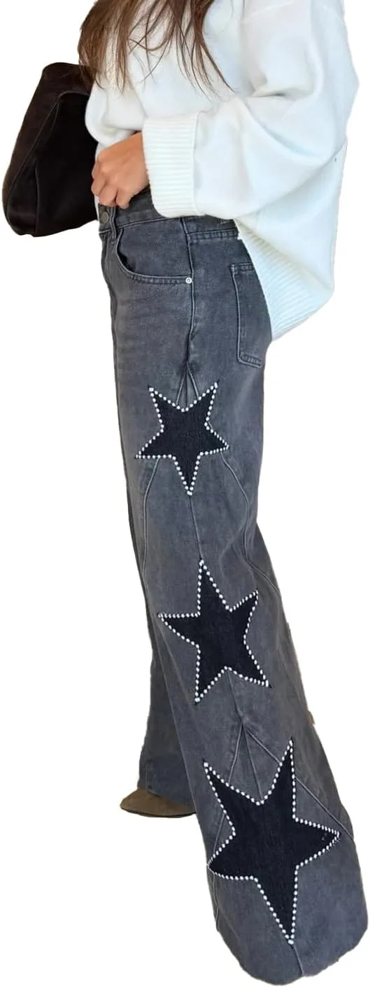 

Джинсы Mid Rise Straight Leg для женщин с аппликацией и пайетками Xadsfeel