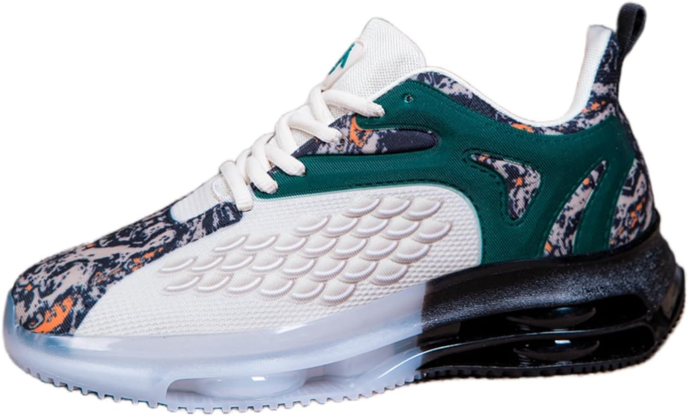 

Мужские стильные кроссовки с узором и воздушной подушкой для амортизации, идеально подходящие для бега, тенниса, баскетбола и активного отдыха. Удобная спортивная обувь Khwfjas, зеленый