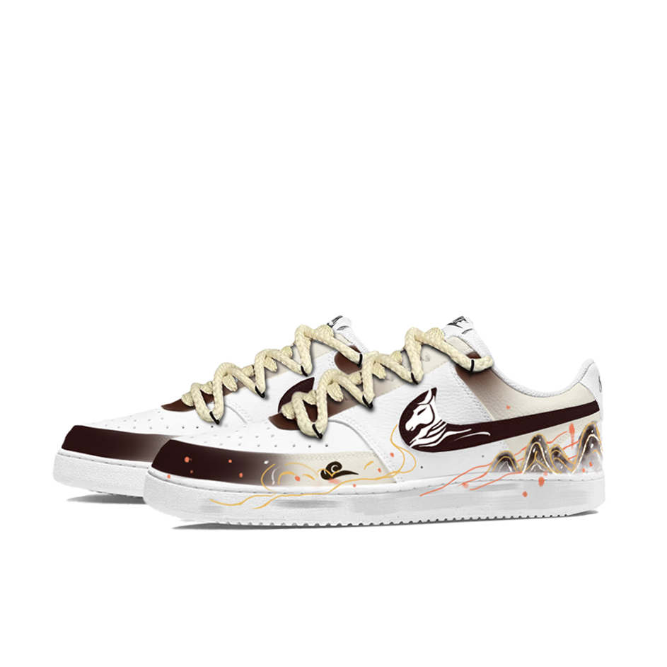 Кроссовки Court Vision Horse Treads Mountains Leather Lightweight And Breathable Low top для мужчин Nike, черный белый коричневый — фото 4