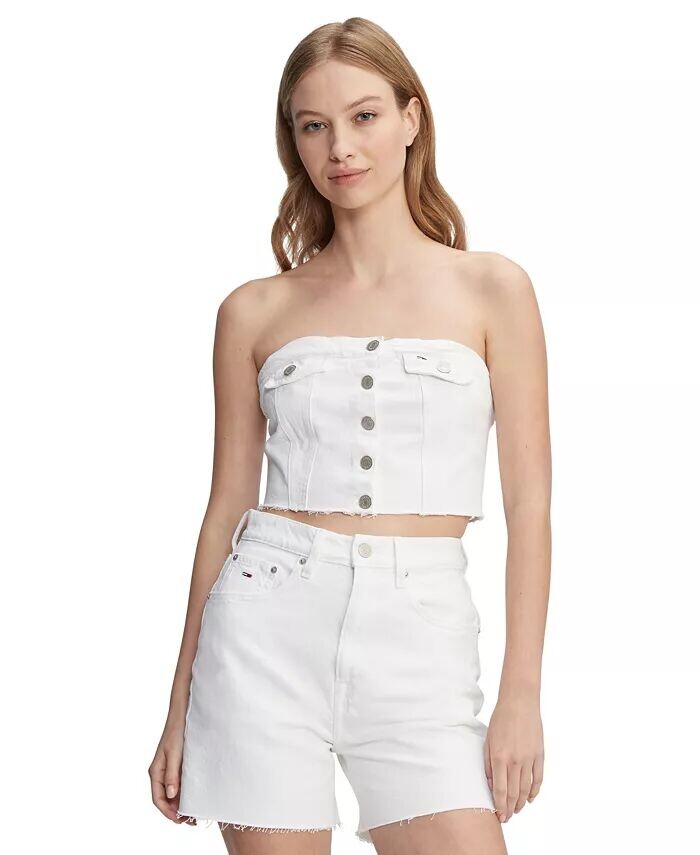 

Женский джинсовый топ-бюстье Tommy Jeans, белый