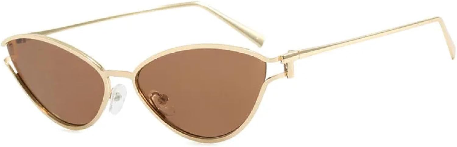 

Солнцезащитные очки с защитой от УФ-излучения UV400 | Металлические очки в стиле «кошачий глаз» в стиле панк | Для женщин и мужчин, для занятий спортом на открытом воздухе и вождения DSVIGF, Tea