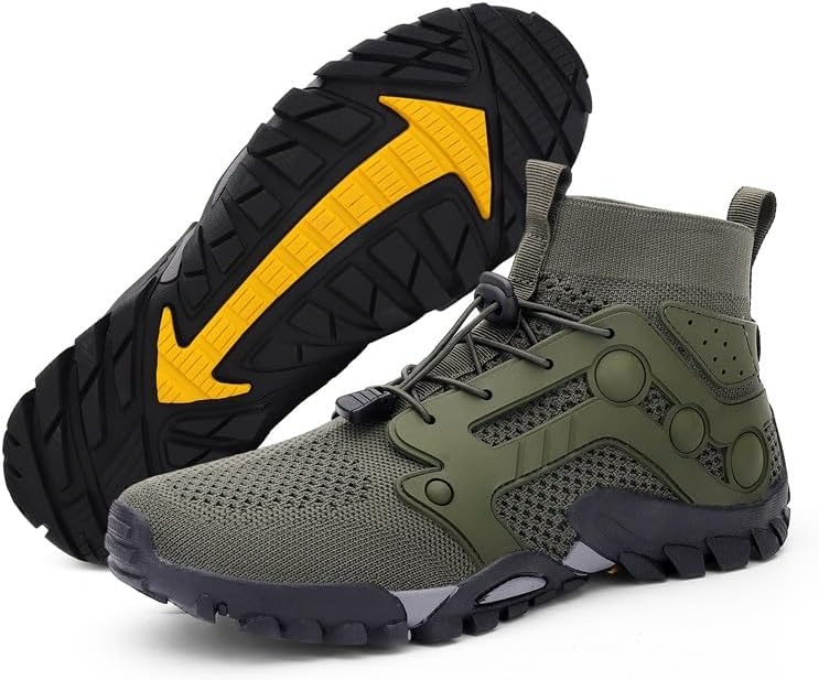 

Мужские стильные высокие походные ботинки HCHCTRY, прочные, большого размера, удобные, с нескользящей шнуровкой, подходят для мужских активных видов спорта и отдыха на открытом воздухе, зеленый