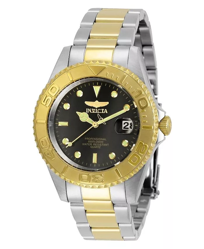 

Мужские часы 29941 Pro Diver Quartz 3 Hand с черным циферблатом Invicta, серебряный