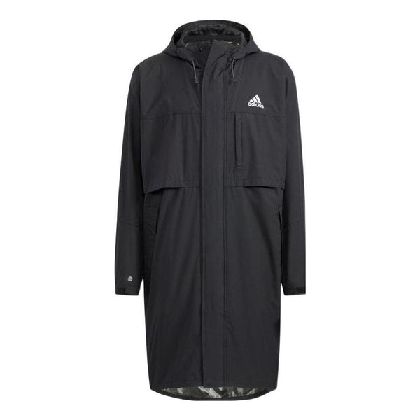 

Куртка men's casual sports solid color mid-length hooded windbreaker black Adidas, мультиколор